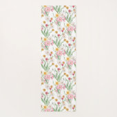 Roze Groene Wilde Bloem Waterverf Aangepaste Naam Yogamat (Achterkant)