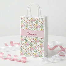 Roze Groene Wilde Bloem Waterverf Monogram
