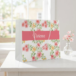 Roze Groene Wilde Bloem Waterverf Monogram Naam Groot Cadeauzakje