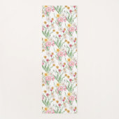 Roze Groene Wilde Bloem Waterverf Yogamat (Voorkant)