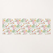 Roze Groene Wilde Bloem Waterverf Yogamat (Voorkant (horizontaal))