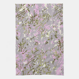 Roze Groene Wilde Bloementuin Keuken Theedoek