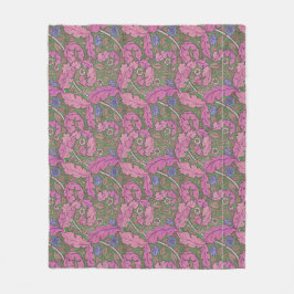Roze & groene William Morris bloemmotief Acanthus  Fleece Deken