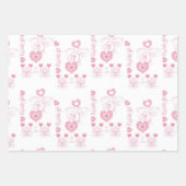 Roze Groene Witte Harten Baby shower Inpakpapier Vel (Voorkant)