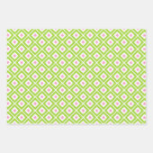 Roze, groene, witte Ikat Diamond Patroon Inpakpapier Vel (Voorkant 2)