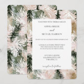 Roze Groene Witte Kerstbomen Trouwen Kaart (Voorkant / Achterkant)