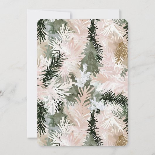 Roze Groene Witte Kerstbomen Trouwen Kaart (Achterkant)