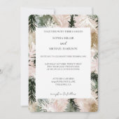 Roze Groene Witte Kerstbomen Trouwen Kaart (Voorkant)