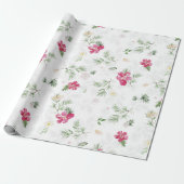 Roze, groene, witte Waterverf bloemen voor kerstmi Cadeaupapier (Uitgerold)