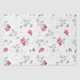 Roze, groene, witte Waterverf bloemen voor kerstmi Tissuepapier
