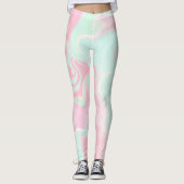 roze groene wolkenpatroon leggings kosmos - melkwe (Voorkant)