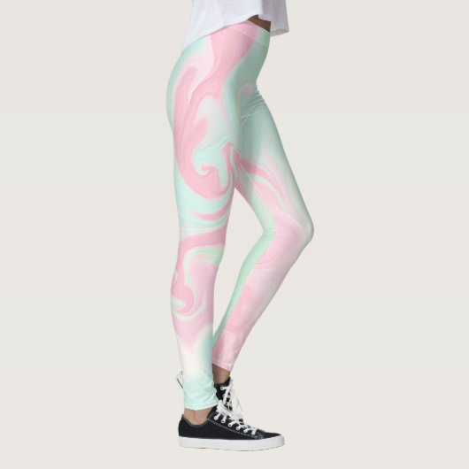 roze groene wolkenpatroon leggings kosmos - melkwe (Rechts)
