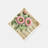 Roze & Groene Zonnebloemen  Muziek Découpage Servet (Hoek)