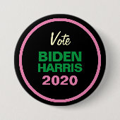 Roze groene zwarte BIDEN HARRIS 2020 Retro Round Ronde Button 7,6 Cm (Voorkant)