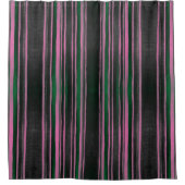 Roze groene zwarte striped fabric textuur douchegordijn (Voorkant)