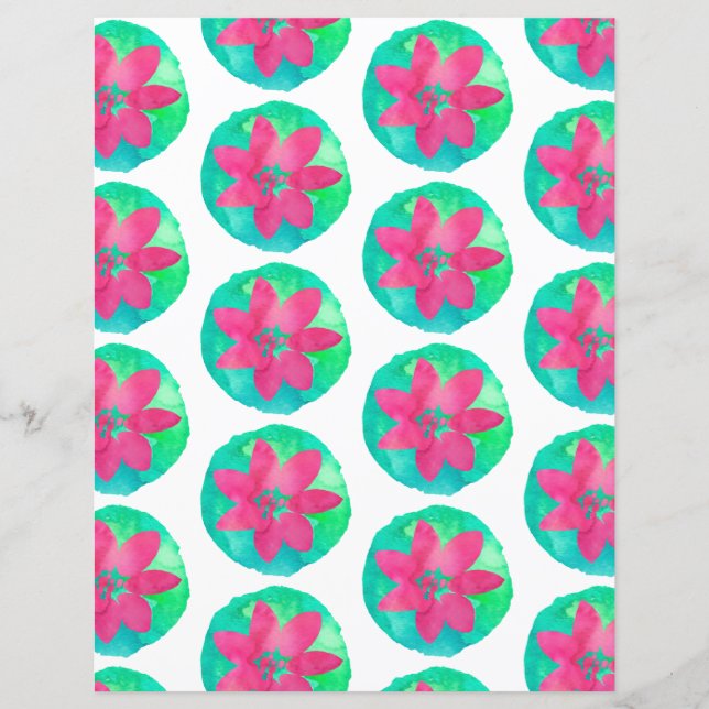 Roze groenvormig, tropisch bloempapier (Voorkant)