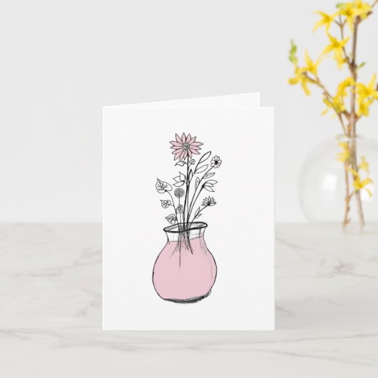 Roze Groet  Kaart (Gele Bloem)