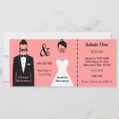 Roze Groom en Bride Jack en Jill Shower Ticket (Voorkant)