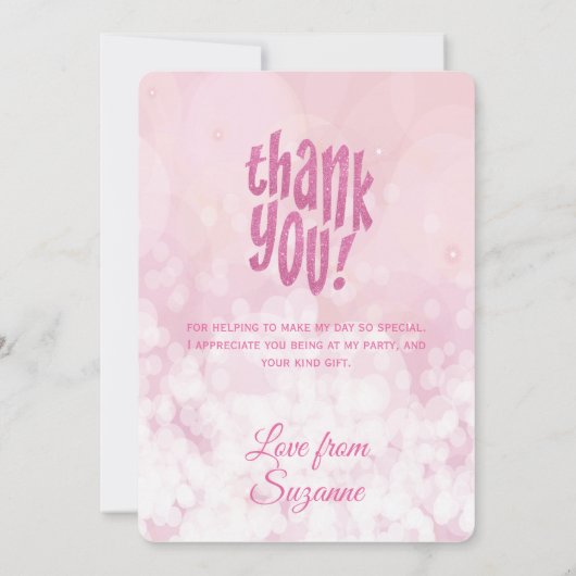 Roze Groot Dank u Verjaardagsfeestje Bedankt Kaart (Achterkant)