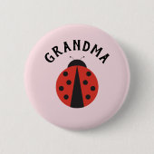 Roze grootmaknop voor ladybug-baby shower ronde button 5,7 cm (Voorkant)