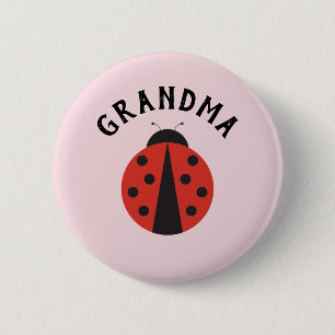 Roze grootmaknop voor ladybug-baby shower ronde button 5,7 cm