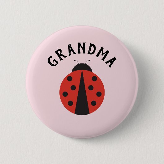 Roze grootmaknop voor ladybug-baby shower ronde button 5,7 cm (Voorkant)