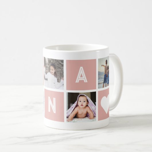 Roze grootmoeder 5 Foto Collage Nana Koffiemok (Voorkant rechts)