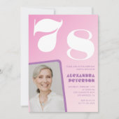 Roze Groovy 78e verjaardag uitnodigingen Retro Fot (Voorkant)