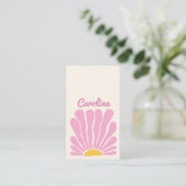 roze Groovy bloem retro boho visitekaartje (Staand voorkant)