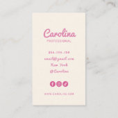 roze Groovy bloem retro boho visitekaartje (Achterkant)