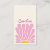 roze Groovy bloem retro boho visitekaartje (Voorkant)