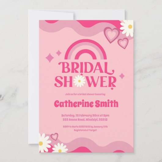 Roze Groovy Bridal Shower Kaart (Voorkant)