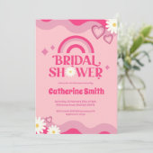 Roze Groovy Bridal Shower Kaart (Staand voorkant)
