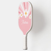 Roze Groovy Daisy Retro 70's Voeg je aangepaste na Pickleball Paddle (Links)