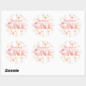 Roze Groovy Disco Dancing Queen Eerste Verjaardag Ronde Sticker (Vel)