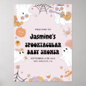 Roze Groovy Ghost Baby shower Welkomstteken Poster (Voorkant)