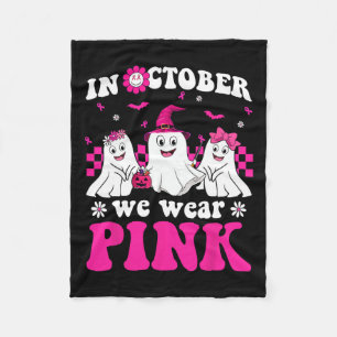 Roze Groovy Ghost Halloween borstkanker Awarenes Fleece Deken