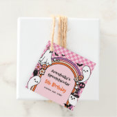 Roze Groovy Halloween Verjaardagsfeestje Bedankjes Labels (In situ)