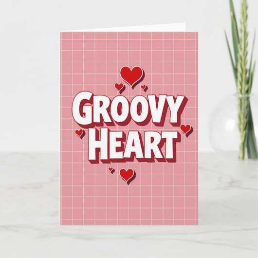 Roze Groovy Hart Kaart (Voorkant)