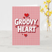 Roze Groovy Hart Kaart (Gele Bloem)