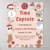 Roze Groovy Hippie Kerstmis Santa Time Capsule Poster (Voorkant)