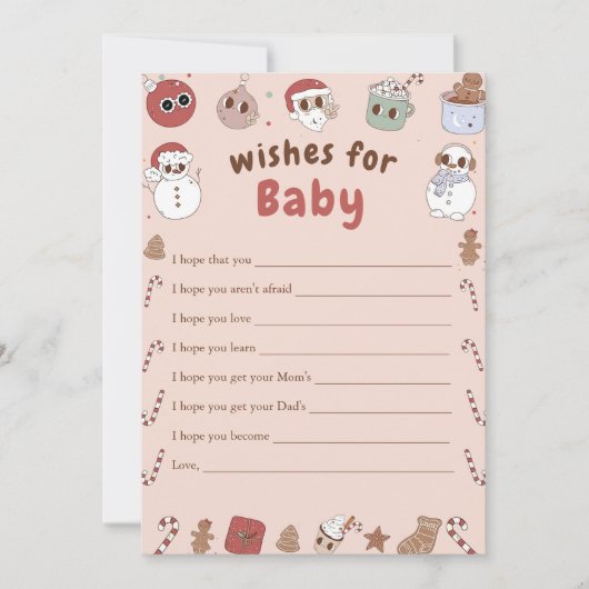 Roze Groovy Kerstboom Wensen voor Baby Game Kaart (Voorkant)