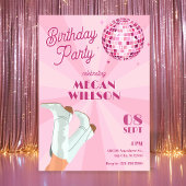 Roze groovy laarzen disco bal verjaardag kaart