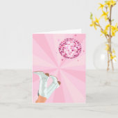 Roze groovy laarzen discobal kaart (Gele Bloem)