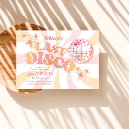 Roze Groovy Laatste Disco Bachelorette Uitnodiging