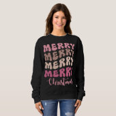 Roze Groovy Leopard Vrolijk Vrolijk Kerstfeest Trui (Voorkant volledig)