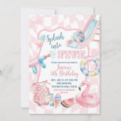 Roze Groovy Pastel Zwembad Zomerfeest Meisje verja Kaart (Voorkant)