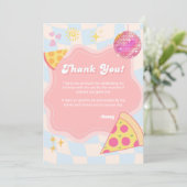 Roze Groovy Pizza Feest Dankkaart Bedankkaart (Staand voorkant)