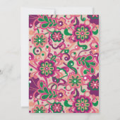 Roze Groovy Psychedelic 60s 70s Bloemen Verjaardag Kaart (Achterkant)