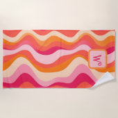 Roze Groovy retro esthetisch - Monogram Strandlaken (Voorkant)